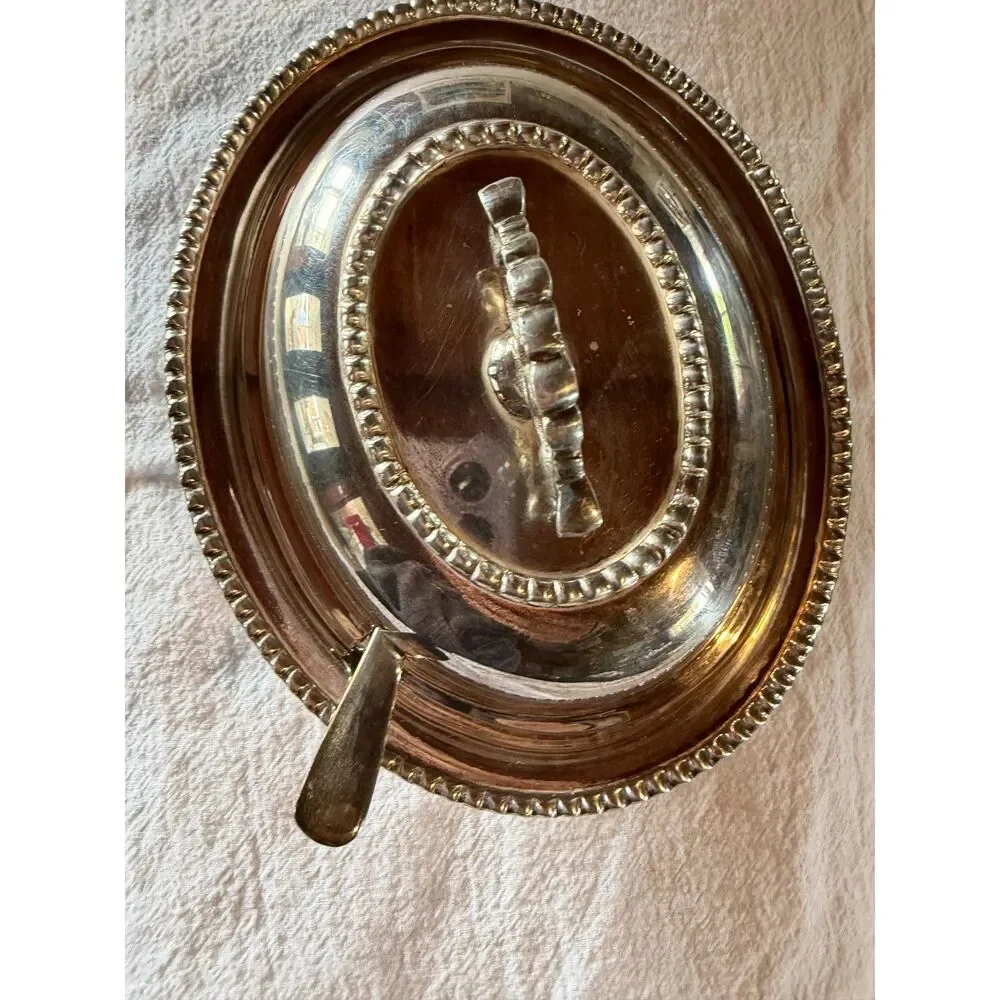 Bombay Silverplated Jam Butter Serving Dish with Jam/Butter Knife  Made in India